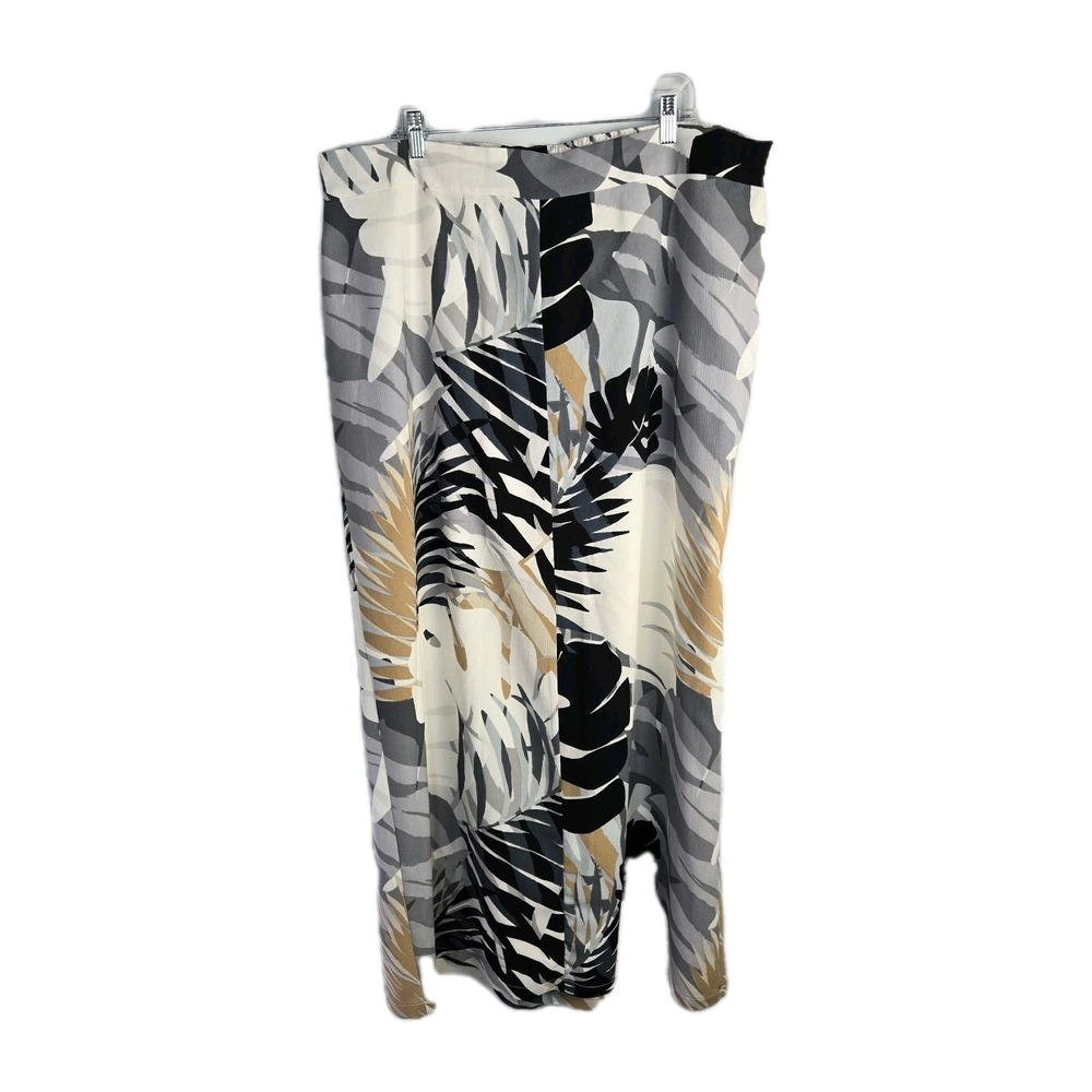 Natori Palm Print Maxi Crepe Skirt 2X Resort‎ Abstract Neutral Modest Elevated